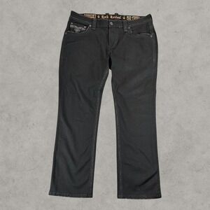 Rock Revival Jeans Mens 38x30 Black Canton Straight Embroidered Y2k Hip Hop